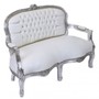 Casa Padrino Barock Kinder Sitzbank Wei Lederoptik / Silber Antik Stil Kinder Sofa