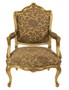 Casa Padrino Barock Wohnzimmer Set Strassbourg Gold Muster / Antik Stil Gold - Sofa + 2 Sessel