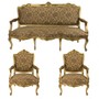 Casa Padrino Barock Wohnzimmer Set Strassbourg Gold Muster / Antik Stil Gold - Sofa + 2 Sessel