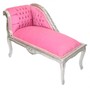 Casa Padrino Barock Kinder Chaiselongue Rosa / Silber Mod2 - Tron Barock M�bel