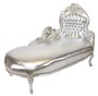 Casa Padrino Barock Chaiselongue Silber Lederoptik / Silber - Recamiere Liege M�bel
