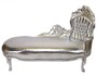 Casa Padrino Barock Chaiselongue Silber Lederoptik / Silber - Recamiere Liege M�bel