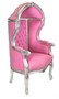 Casa Padrino Barock Kinder Thron Sessel Rosa / Silber - Ballon Sessel Barock M�bel