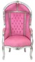 Casa Padrino Barock Kinder Thron Sessel Rosa / Silber - Ballon Sessel Barock M�bel