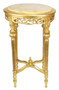 Casa Padrino Barock Beistelltisch mit cremefarbener Marmorplatte Rund Gold ca 70 x 45 cm Antik Stil - Telefon Blumen Tisch B!