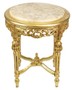 Casa Padrino Barock Beistelltisch mit cremefarbener Marmorplatte Rund Gold 50 x 45 cm Antik Stil - Telefon Blumen Tisch