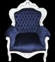 Casa Padrino Barock Sessel King Royalblau/Weiss