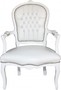 Casa Padrino Barock Salon Stuhl Wei� Lederoptik / Wei� mit Bling Bling Glitzersteinen - M�bel Antik Stil