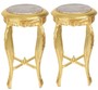 Casa Padrino Barock Beistelltisch mit cremefarbener Marmorplatte Rund Gold 50 x 35 cm Antik Stil - Telefon Blumen Tisch