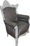 Casa Padrino Barock Sessel Al Capone  Grau / Weiss - Antik Stil 