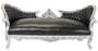 Casa Padrino Barock Sofa Vampire Schwarz Lederoptik / Silber - Limited Edition - Lounge Couch 