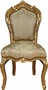 Casa Padrino Barock Esszimmer Stuhl Creme Muster / Gold - Barock M�bel Antik Stil 