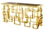 Casa Padrino Art Deco Luxus Konsole Edelstahl / Gold Finish mit Marmorplatte 150 x 60 x H. 77 cm - Konsolen Tisch - Sekret�r Konsole - Telefontisch - Hotel M�bel 