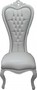 Casa Padrino Barock Thron Stuhl Queen Anne Wei� Lederoptik / Wei� mit Bling Bling Glitzersteinen - Hochlehnstuhl