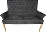 Casa Padrino Designer Chesterfield Sitzbank / Sofa Dunkelgrau / Holzfarben - Retro Salon M�bel Barock