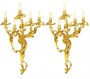 Casa Padrino Barock Bronze Wandleuchten Set Roccoco Gold - Wandlampe Wand Beleuchtung (2 Leuchten)