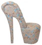 Casa Padrino High Heel Sessel Blumen Muster Creme / Blau Luxus Design - Designer Sessel - Club M�bel - Schuh Stuhl Sessel