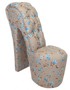Casa Padrino High Heel Sessel Blumen Muster Creme / Blau Luxus Design - Designer Sessel - Club M�bel - Schuh Stuhl Sessel