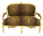 Casa Padrino Barock Kinder Sitzbank Leopard / Gold Antik Stil Kinder Sofa