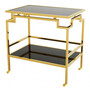 Casa Padrino Luxus Bar Trolley Servierwagen Edelstahl Gold / schwarzes Glas - Luxus Hotel & Restaurant Einrichtung M�bel Serviertisch 