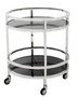 Casa Padrino Luxus Bar Trolley Servierwagen Rund Edelstahl vernickelt / schwarzes Glas - Luxus Hotel & Restaurant Einrichtung M�bel Serviertisch