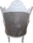Casa Padrino Barock Sessel Al Capone Grau / Wei� mit Glitzersteinen