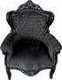 Casa Padrino Barock Sessel King Schwarz / Schwarz mit Bling Bling Glitzersteinen - M�bel Antik Stil