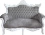 Casa Padrino Barock 2-er Sofa Master Grau  / Wei� mit Bling Bling Glitzersteinen - Antik Stil Wohnzimmer M�bel - Limited Edition