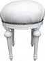 Casa Padrino Barock Sitzhocker - Rundhocker Wei� Lederoptik / Wei� - Barock Hocker M�bel 