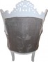 Casa Padrino Barock Sessel Al Capone Grau / Wei� mit Glitzersteinen