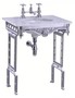Casa Padrino Luxus Jugendstil Stand Waschtisch Wei� / Aluminium mit Marmorplatte - Barock Waschbecken Barockstil Antik Stil