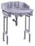 Casa Padrino Luxus Jugendstil Stand Waschtisch Wei� / Aluminium mit Marmorplatte mit Spritzschutz hinten, seitlich und Ablage Barock Waschbecken Barockstil Antik Stil