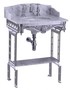 Casa Padrino Luxus Jugendstil Stand Waschtisch Wei� / Aluminium mit Marmorplatte mit Spritzschutz hinten, seitlich und Ablage Barock Waschbecken Barockstil Antik Stil