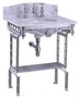 Casa Padrino Luxus Jugendstil Stand Waschtisch Wei� / Aluminium mit Marmorplatte mit Spritzschutz hinten und Ablage Barock Waschbecken Barockstil Antik Stil
