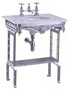 Casa Padrino Luxus Jugendstil Stand Waschtisch Wei� / Aluminium mit Marmorplatte und Ablage Barock Waschbecken Barockstil Antik Stil