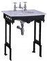 Casa Padrino Luxus Jugendstil Stand Waschtisch Wei� / Schwarz mit Marmorplatte - Barock Waschbecken Barockstil Antik Stil
