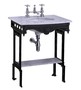 Casa Padrino Luxus Jugendstil Stand Waschtisch Wei� / Schwarz mit Marmorplatte und Ablage Barock Waschbecken Barockstil Antik Stil
