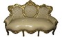 Casa Padrino Barock Sofa King Creme Lederoptik / Gold - M�bel Antik Stil 