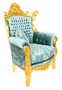 Casa Padrino Barock Wohnzimmer Set Master Trkis-Blau Muster Samtstoff / Gold - 2er Sofa + 2 Sessel - Limited Edition!