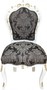 Casa Padrino Barock Esszimmer Stuhl Schwarz Muster / Wei� / Gold - M�bel Antikstil