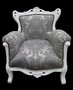 Casa Padrino Barock Kinder Sessel Grau Barock Muster / Weiss - Barock M�bel - Limited Edition