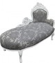 Casa Padrino Barock Chaiselongue Grau Muster / Weiss - Recamiere Liege Barock M�bel - Limited Edition