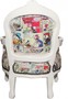 Casa Padrino Barock Kinder Stuhl Comic Lederoptik / Antik Creme - Armlehnstuhl