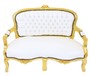 Casa Padrino Barock Kinder Sitzbank Wei� Lederoptik / Gold Antik Stil Kinder Sofa 
