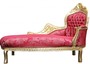 Casa Padrino Barock Chaiselongue Bordeaux Blumen Muster / Gold - Barock M�bel 