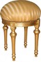 Casa Padrino Barock Sitzhocker - Rundhocker Gold Creme Streifen / Gold - Barock Hocker M�bel