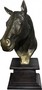 Casa Padrino Luxus Statue Pferd Figur auf Holzsockel  Antik Gold/Braun H 39 cm - Tier Skulptur 