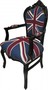 Casa Padrino Barock Esszimmer Stuhl mit Armlehnen Union Jack / Schwarz - Antik Stil M�bel