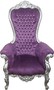 Casa Padrino Barock Thron Sessel Majestic Medium Lila/Silber mit Bling Bling Glitzersteinen - Riesensessel - Thron Stuhl Tron 