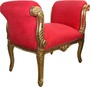 Casa Padrino Barock Schemel Hocker Rot / Gold - Sitzbank